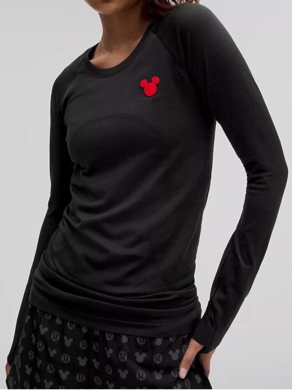 Disney x lululemon Swiftly Tech Mickey Mouse Long-Sleeve Shirt in Black and Red